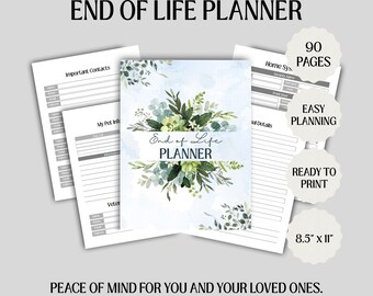 End of Life Planner, Emergency Planner, Funeral Planner, Legacy Journal, Personal Planner Template Digital Download