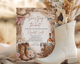Cowgirl Bridal Shower Invitation: Rustic Floral (Digital Template)