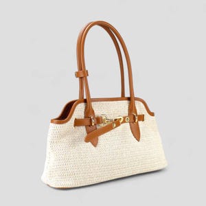 Italian Raffia and Leather Bag for Women | Handmade Shoulder Bag | Summer Style | 5 Colors Available
