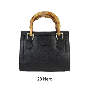 Mini Italian Leather Bag with Bamboo Handle | Handmade in Italy | Summer Purse | 8 Colors