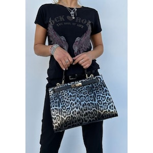 Italian Leather Leopard Print Bag | Animal Print Handbag with Strap – Made in Italy