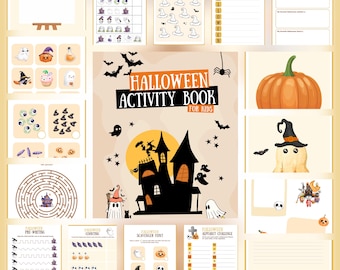 Halloween-aktivitetsbok för barn – Utskrivbara spel och lärande (PDF)