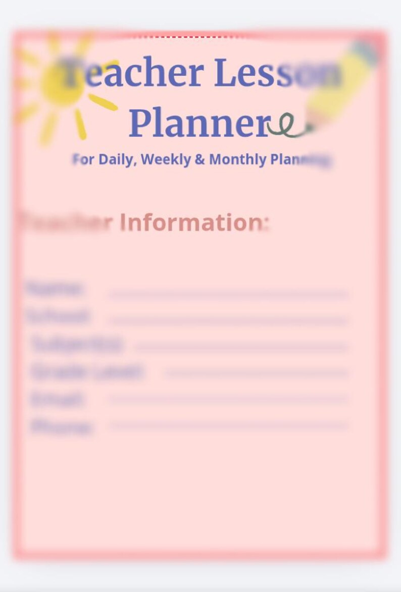 Teacher Planner Printable | Lesson Plan, Attendance & Grade Tracker ...