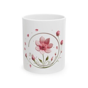 Floral Ceramic Mug - Elegant Coffee Cup for Tea Lovers, Gift for Mother&#39;s Day, Birthday, Home Decor, Coffee Lovers