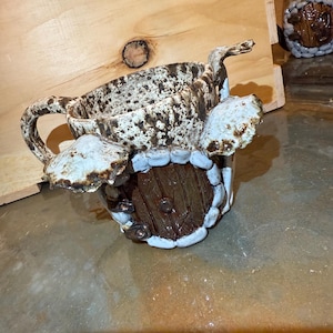 Handmade Fairy/Hobbit style Door -  Ceramic Mushroom Mug, Inky Cap Mushrooms - Winter Wood