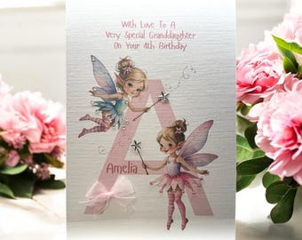thumbnail image 2 of Personalised Fairy Birthday Card – For Granddaughter, Daughter, Niece, Ages 1st-5th 2 of 6