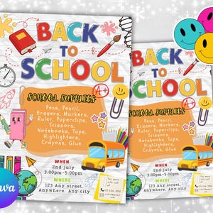 Editable Back To School Bash Flyer, Flyer Template, Community Event Flyer, Back To School Party Invite Flyer, Premade Invitation Flyer