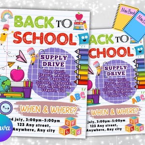 Editable Back To School Bash Flyer, Flyer Template, Community Event Flyer, Back To School Party Invite Flyer, Premade Invitation Flyer