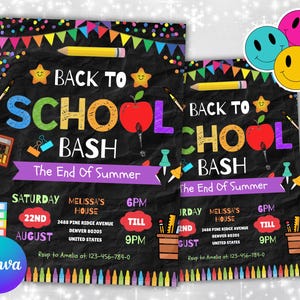 Editable Back To School Bash Flyer, Flyer Template, Community Event Flyer, Back To School Party Invite Flyer, Premade Invitation Flyer