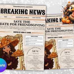 Friendsgiving Dinner Invitation Thanksgiving Party Invite Friendsgiving Potluck Invite Friendsgiving Party Invite Editable Canva Template