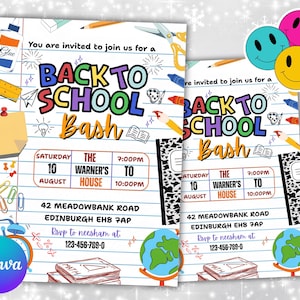 Editable Back To School Bash Flyer, Flyer Template, Community Event Flyer, Back To School Party Invite Flyer, Premade Invitation Flyer
