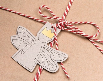 Christmas gift tag, Set of 10, Eco christmas ornament, Paper angel, Holiday decor, Angelic décor, Stocking stuffer