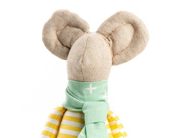 Stuffed mouse, Plush animal, Rag Doll, Linen toy, Handmade cloth doll, Gift for kids