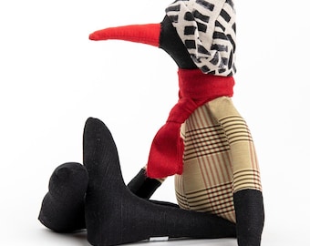 Handmade Bird Doll: Modern Nursery Decor, Eco-Friendly Stuffed Toy