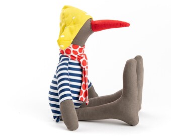 Modern nursery décor, Stuffed toy, Handmade bird doll, Baby gift, Cuddly Toy, Eco-friendly gift, Gift for kids