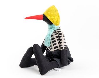Stuffed animal, Black bird doll, Modern nursery décor, Handmade gift, Gift for kids