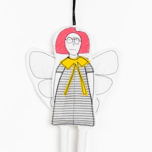 Christmas ornaments, Coworker gift , Housewarming gift, Redhead doll, Handmade Hanging angel doll, Fairy doll, Guardian Angel image 1