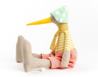 Stocking stuffers, Bird doll, Eco friendly gift, Handmade cloth doll, Stuffed animal doll, Gift for kids