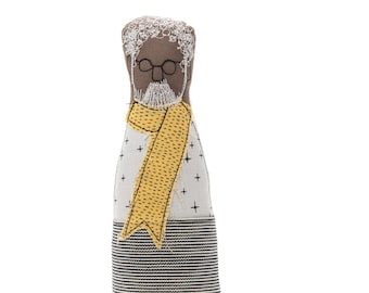 Gift for him, Black man doll, Fabric portrait doll, Grandpa gift, Handmade cloth doll