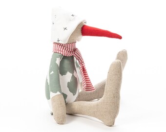 Girl or boy gift, Stuffed animal, Handmade ecofriendly, Handmade bird fabric doll