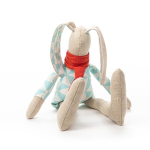 Bunny doll, Linen toy,  Baby gift, Rabbit stuffed animal,Handmade cuddly toy