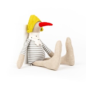 Bird doll, Gender neutral gift, Stuffed animal toy,  Fabric doll, Unique gift for baby, Modern nursery