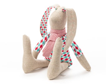 Handmade linen doll, Modern nursery décor, Rabbit doll, Easter bunny