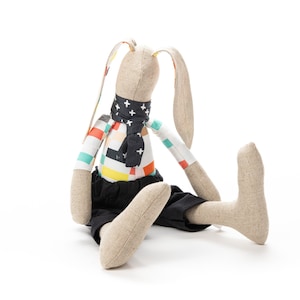 Handmade fabric doll, Baby gift, Easter bunny  toy, Linen doll, Rabbit baby plush toy