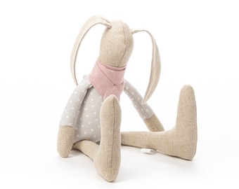 Baby gift, Easter bunny, Handmade rabbit doll, Cloth rag doll, Stocking stuffer, Gift for kids