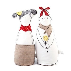 Ritratto di famiglia, Regalo di coppia, Bambola in tessuto fatta a mano, Scultura morbida, Set di bambole per ragazzi e ragazze