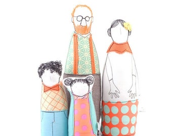 Family portrait, Parents gifts, Handmade portrait dolls, Father's Day gift