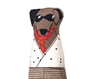 Hipster Dog doll , sculpture doll , hipster animal , Brown doll , family portrait , for dog lover , pet doll , animal nursery , Decor Toy