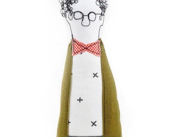 Handmade Fabric &quot;Curly Guy&quot; Doll: Family Portrait Art Doll