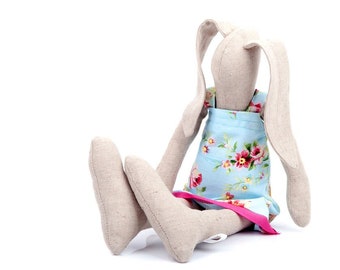 Stuffed animal, Bunny plush toy, Girl birthday gift , Rabbit doll, Handmade cloth doll, Eco friendly gift, Gift for kids