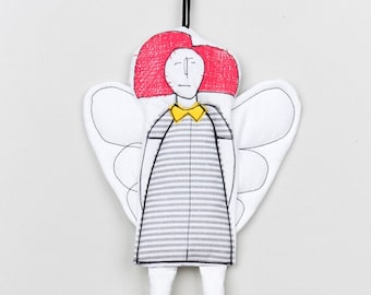 Christmas ornaments, Coworker gift , Housewarming gift, Colorful Christmas, Guardian Angel Wall décor, Cloth dolls, Handmade doll