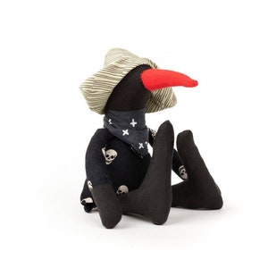 Stuffed bird doll ,Soft duck doll ,Black rag doll , Plush duck SMALL-blck mint red