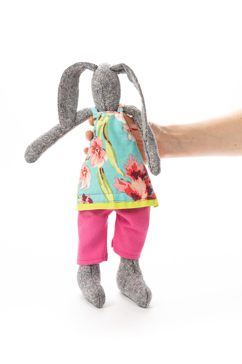Dark doll Fabric doll Baby room d\u00e9cor Girls birthday gift Rabbit plush Rabbit doll Unique doll Textile art doll Handmade bunny