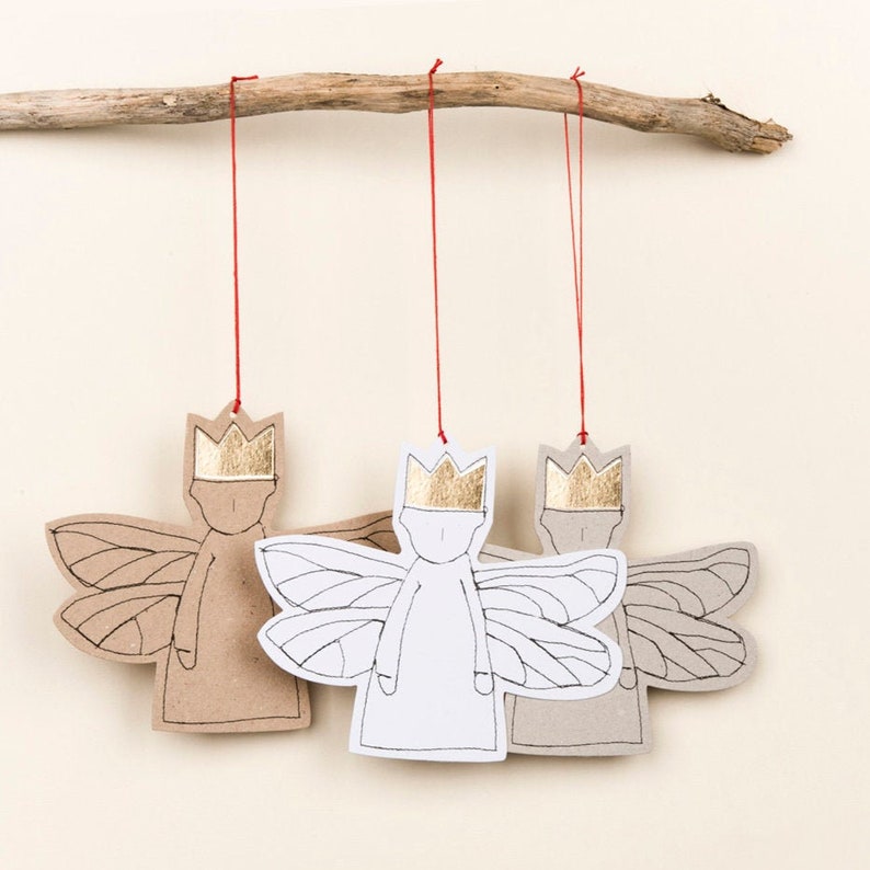 Tree ornament, Modern Christmas, Paper angel, 10 Gift tags, Christmas decoration, Stocking stuffer,Eco christmas, Angelic décor, Rusty décor image 1