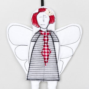 Christmas ornaments, Coworker gift , Housewarming gift, Redhead doll, Handmade Hanging angel doll, Fairy doll, Guardian Angel Redhead + tie