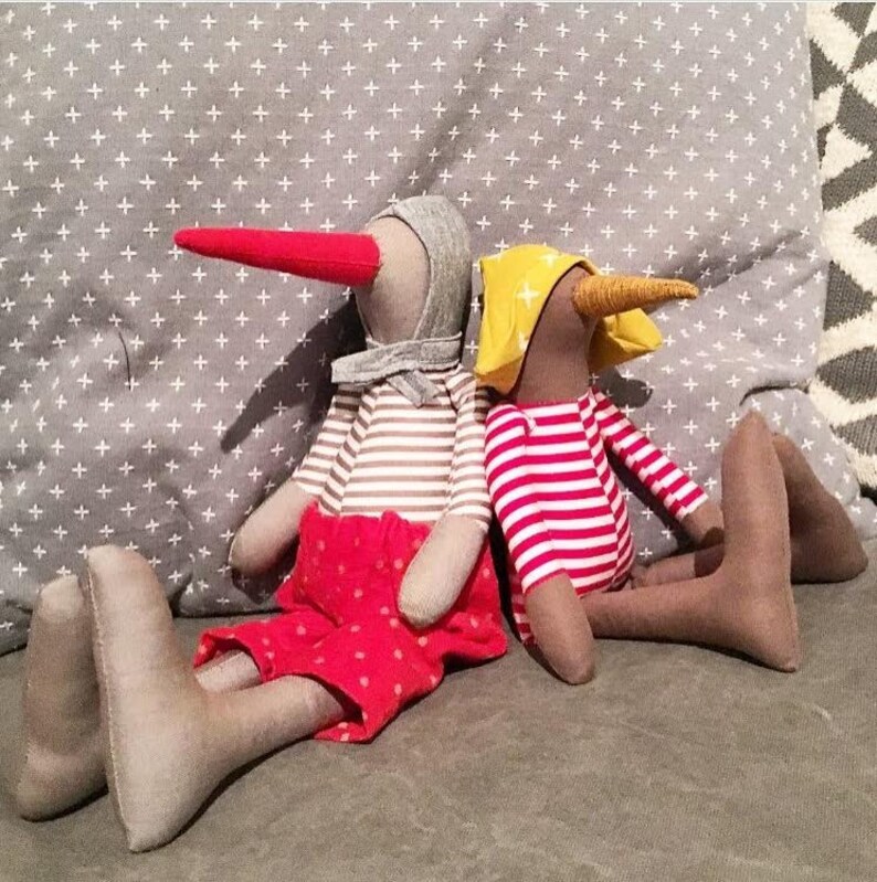 Dolls set for kids, Set of 2 dolls, Twins gift, Baby shower gift , Bird doll, Fabric doll, Handmade doll, Eco friendly gift, Rag dolls, Duck image 6