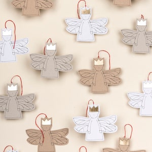 Tree ornament, Modern Christmas, Paper angel, 10 Gift tags, Christmas decoration, Stocking stuffer,Eco christmas, Angelic décor, Rusty décor image 2