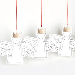 Tree ornament, Modern Christmas, Paper angel, 10 Gift tags, Christmas decoration, Stocking stuffer,Eco christmas, Angelic décor, Rusty décor White