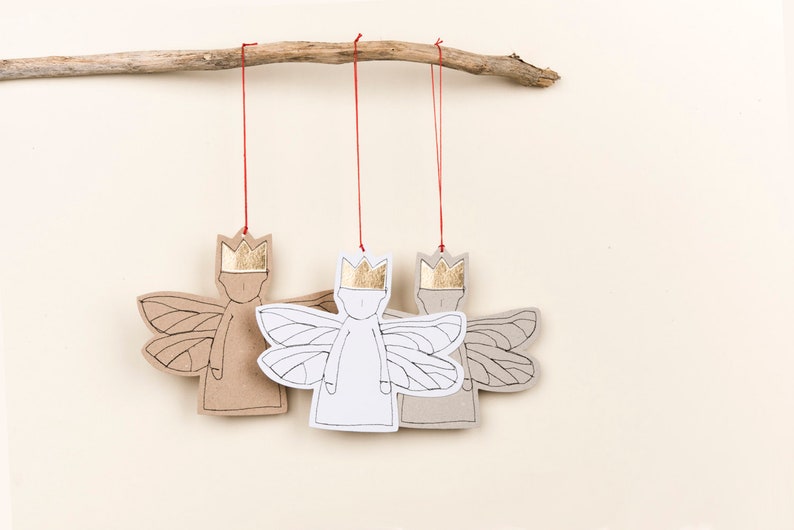 christmas gift tags, Tree ornament, Paper angel, Christmas decor, Angelic décor, Rusty xmas, Eco christmas, Paper doll, Set of 5, Decor doll White
