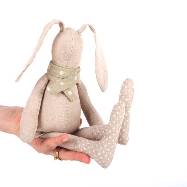 Easter bunny , SMALL Baby doll , plush rabbit , softie stuffed toy , rabbit rag doll , rabbit cloth doll , baby gift ,Handmade Doll Cuddling