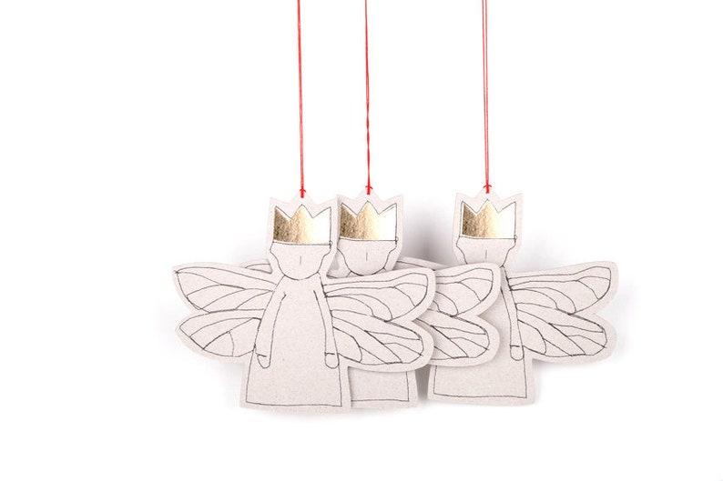 Tree ornament, Modern Christmas, Paper angel, 10 Gift tags, Christmas decoration, Stocking stuffer,Eco christmas, Angelic décor, Rusty décor Gray