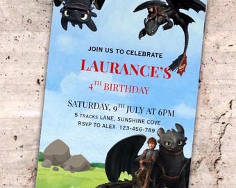 How To Train Your Dragon Birthday Card Canva Template 5x7inch