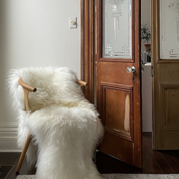 Double Icelandic Sheepskin Throw | WHITE - Minimal + Cozy Luxury, Scandinavian Hygge Home Decor Aesthetic, A Great House Warming Gift