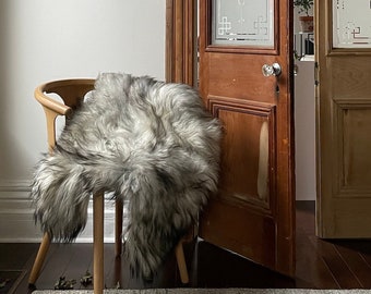 Large Icelandic Sheepskin Throw |  DARK GREY - Cozy Luxury, Scandinavian Hygge Home Decor Aesthetic, A Great House Warming Gift Free Ship