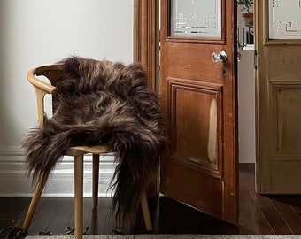 Large Icelandic Sheepskin Throw | DARK BROWN - Minimal and Cozy Luxury, Scandinavian Hygge Home Decor Aesthetic, Makes a Great Gift
