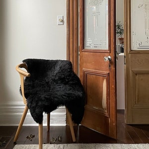 Large Icelandic Sheepskin Throw | SHORN BLACK  - Minimal and Cozy Luxury, Scandinavian Hygge Home Decor Aesthetic, Makes a Great Gift